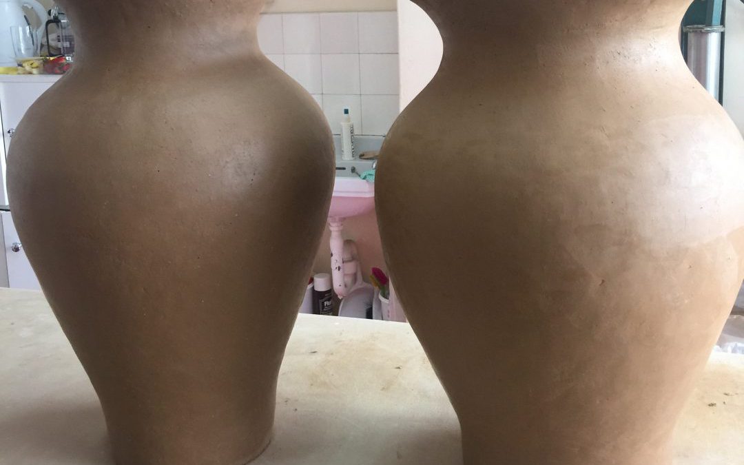 Twin set of bespoke pots